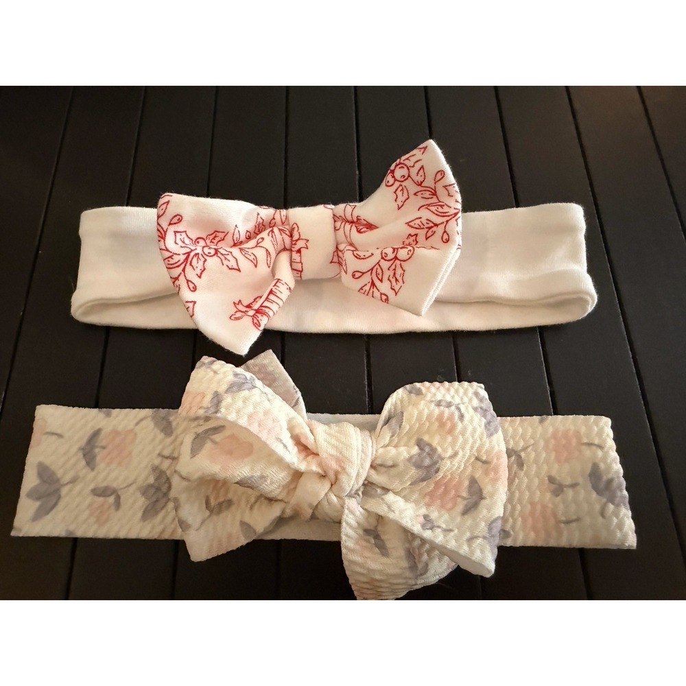 Baby Girl Wrap Headband Hair Bows Lot of 2 – Newborn /0-6m